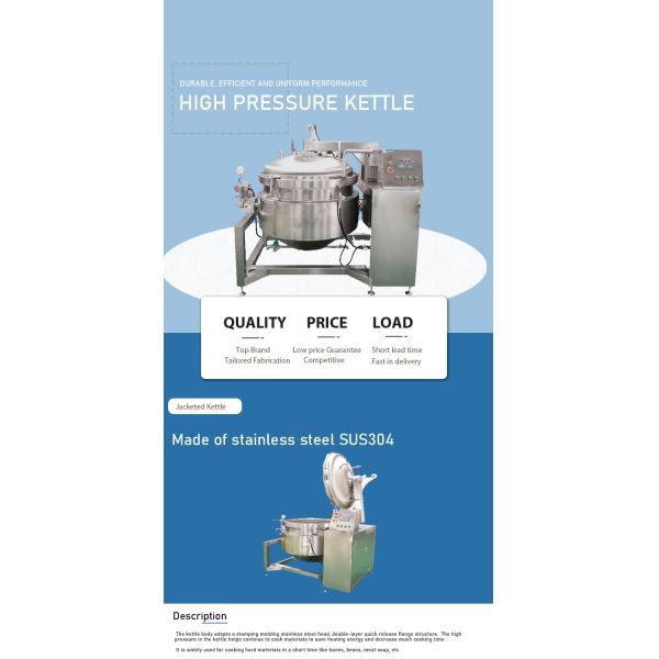 High Pressure and Temperature Soup-Stock Cooking Kettle for Vegetable Processing Plant