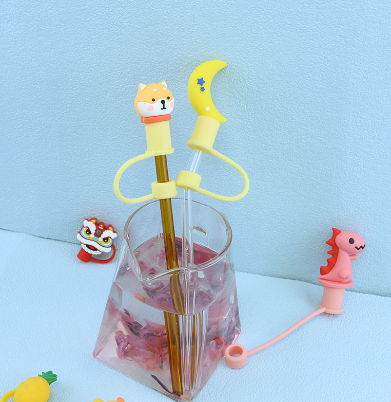 Non-toxic Different Material Size Straw / Sippy Topper charms silicone straw cover