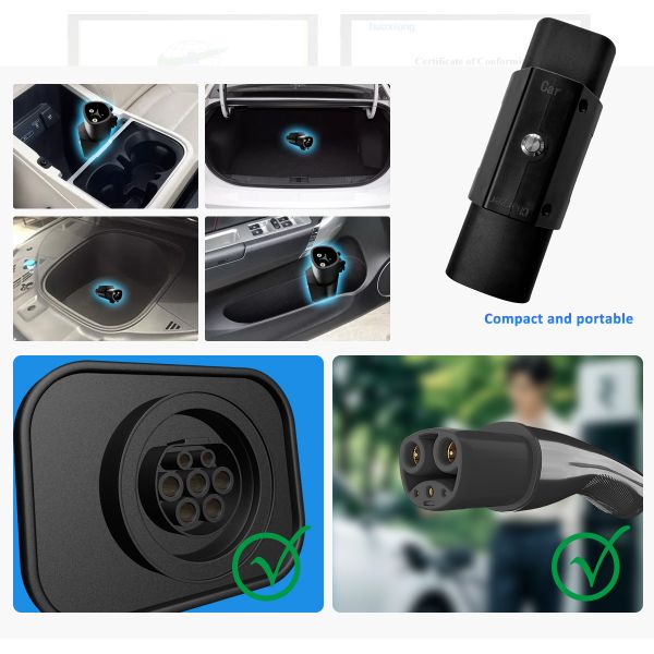 Condition 7kw Tesla EV Charger with 32A Output Current PC Copper Car Side Plug NACS to GBT Car Connector Socket Switch