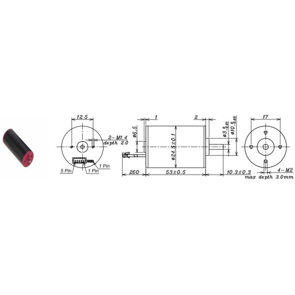 24mm Diameter DC Coreless Motor Brushless 24V 12320rpm ASSUN