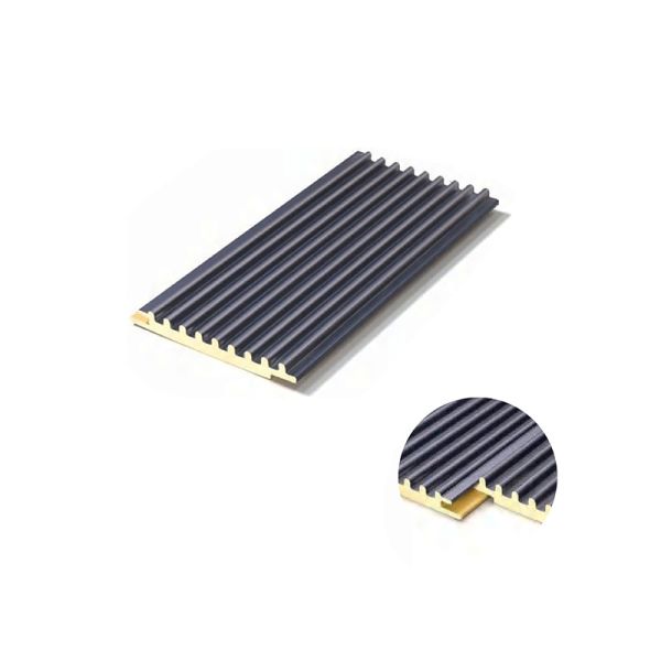 Solid Core PVC Fluted Wall Panels 102x12mm Wood Grain Slat Interior Cladding Design for Hidden Door Applications