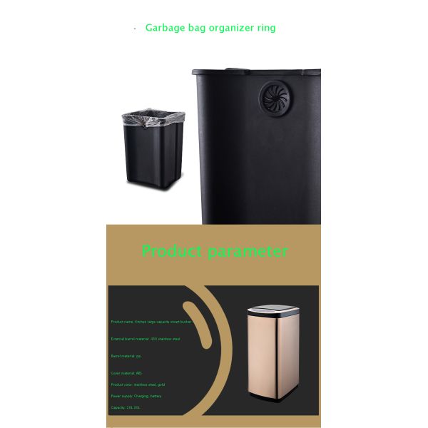 Kitchen Large Home Automatic Charging Smart Induction Stainless Steel Electric Trash Can with Lid