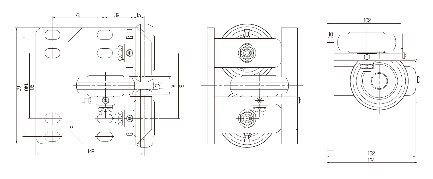 Dia 80mm Elevator Roller Guide Shoe 1.0m/S For 16mm Guide Rail