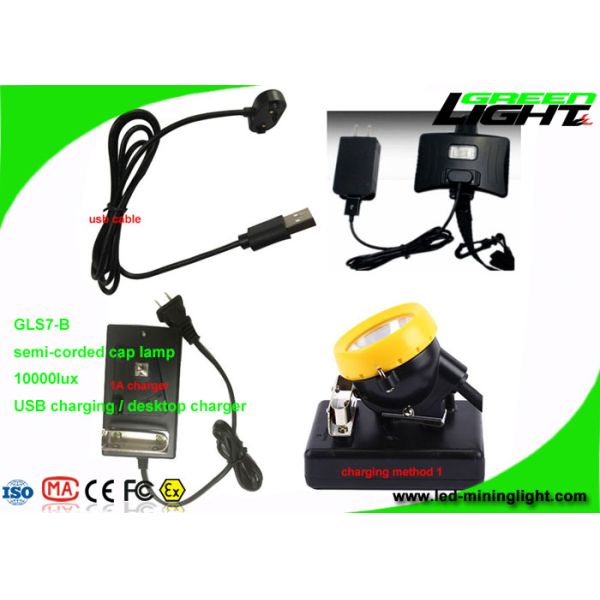 Semi - Corded Mining Cap Lights 10000Lux Compact Resistant With 1 Main Light 6 SMD