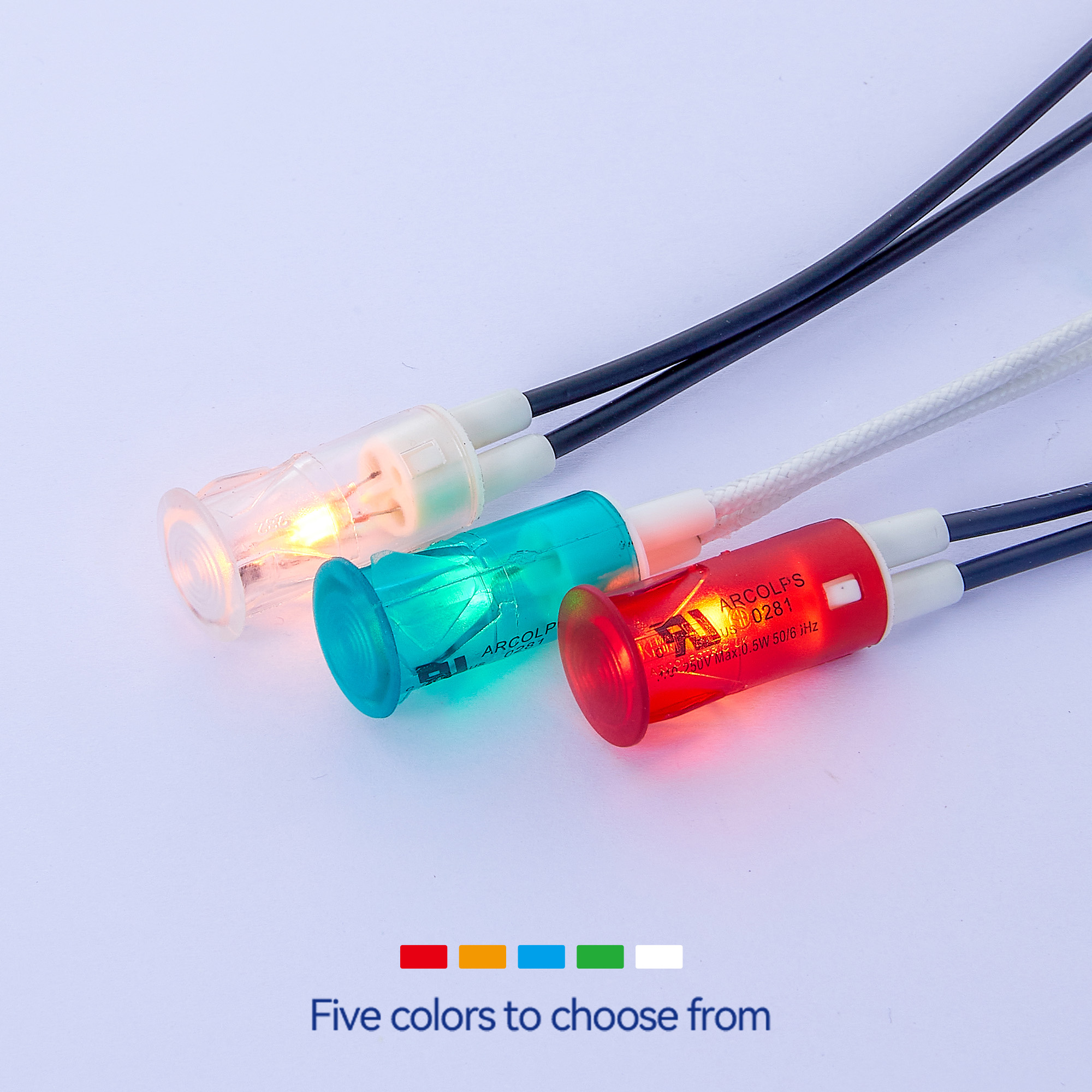 Blue Neon LED Indicator Light for Panel Indication Communication Systems 200-250V AC Voltage Plastic Material IP65 Rated 50000