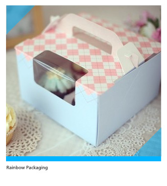 Luxury Cake Paper Box Packaging With Transparent Window And Handle