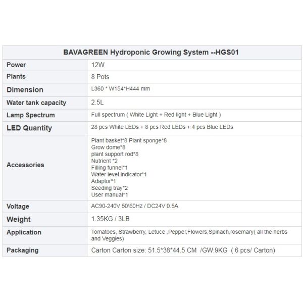 Nutrient Solution 12 watt Hydroponic Growing System 8 Pots Plants