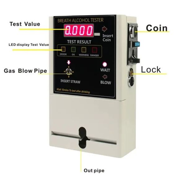 Digital Lcd Display Coin Operated Breathalyzer At319