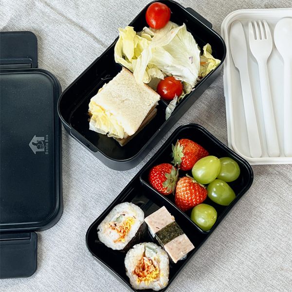 Customized Logo Rectangle Lunch Box with Eco-Friendly PP Plastic and Bamboo Fiber