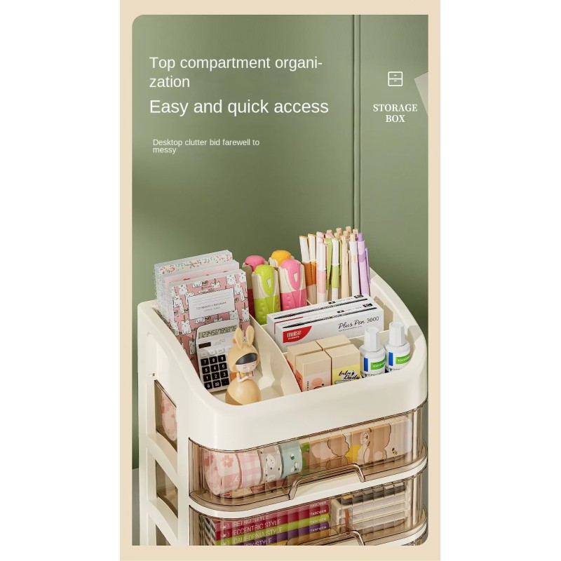 Hot Sell Light Luxury Multi-layer Partition Classification Desktop Dustproof Plastic Storage Box Cosmetics Storage Container