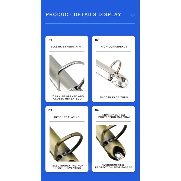 Silver 4 Ring Binder Clips Nickel Ring Binder Accessories D Shape