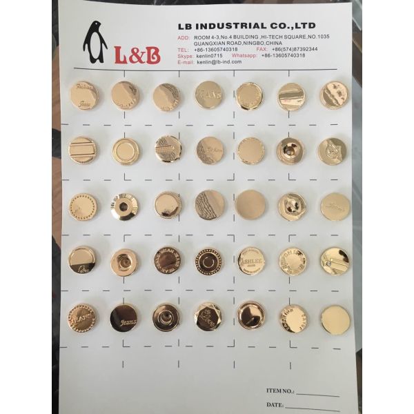 High quality Customized Engraved Debossed Emboss Logo Metal Coat Button Botones