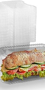 Disposable Plastic Hinged Loaf Containers - Durable Small Hoagie Container - Perfect For Hoagies, Fruits, Salad