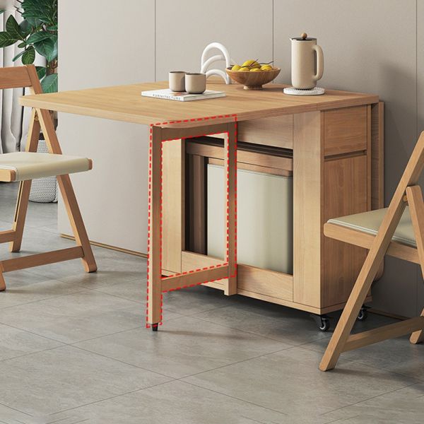 Solid Wooden Breakfast Table Set with Chairs Space Saving Folding on Wheels for Home Kitchen Furniture Extension Desk
