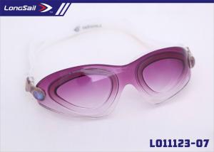 China Cool Fashion Optical Pink Swimming Goggles With Purple Tinted Curved Lens For Adult / Ladies on sale