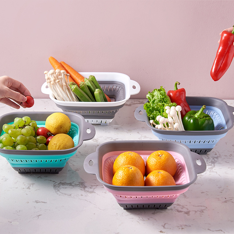 Hot-Sale Retractable Fruit Multifunction Vegetable Cutter Drain Basket Foldable Sink Drain Basket