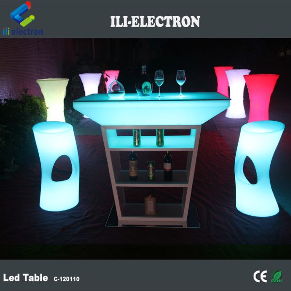 PE Plastic LED Cocktail Table With Strobe Lighting Modes And Powered By Rechargeable Lithium Battery