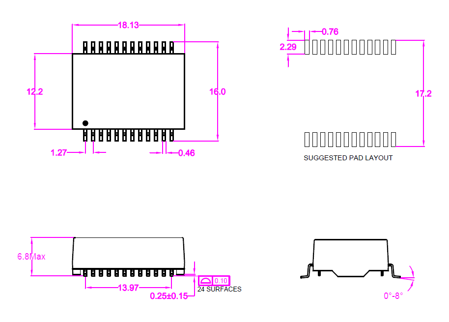 G2462CE POE+ Ethernet Magnetic Transformers For POE Application