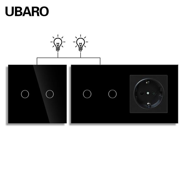 86 Type Dual Light Switch 157 Type Cross Switch Aad Socket Combination Glass Panel 2Gang 2Way Home Switches