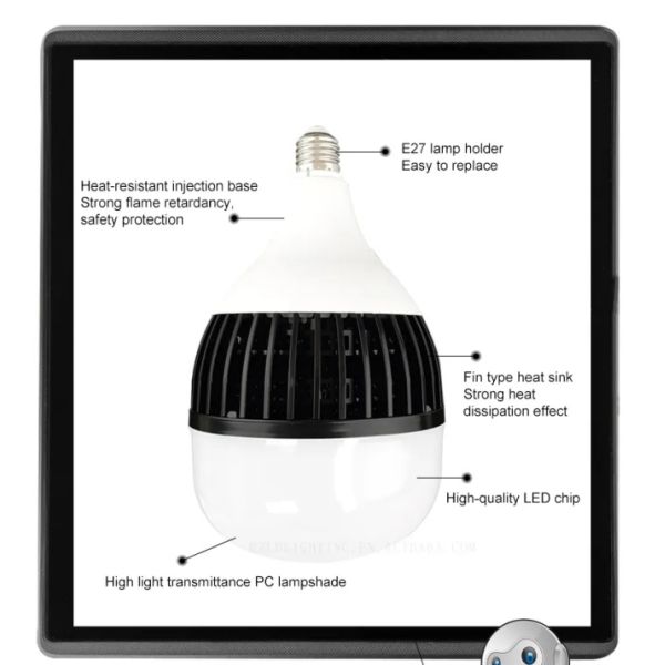 Easy Mounted E27 Light Bulb 100w Black Shell Light Bulbs For Indoor Lighting