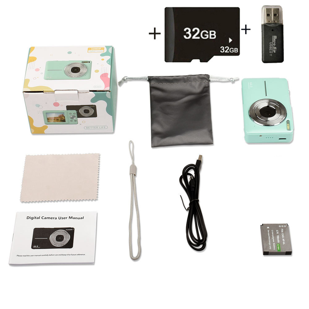 FromPRO Cross-border High-definition Mini Digital Camera for Students & Children 4K Video 180 Wide Angle Filter MicroSD DC403