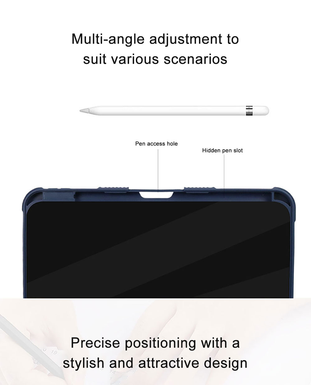 Customized Logo Shockproof 13 Inch Tablet Case With Hidden Pencil Holder Smart Auto Sleep Wake Folio for 13 Inch Large iPad Pro
