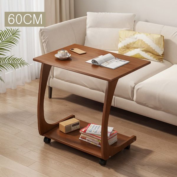 Rolling Side Table Stable Over bed Study Desk Modern Coffee Office Small Working Station Balcony 2 Tiers Rack