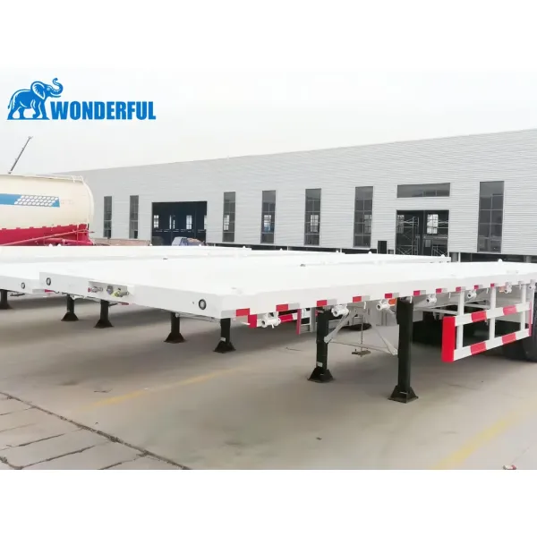 Multi-Axle 80ton Extendable Superlink Drop Utility Capacity Bumper Pull Bulkhead Headboard Forklift Tool Box Flat Bed Deck Container Flatbed Semi