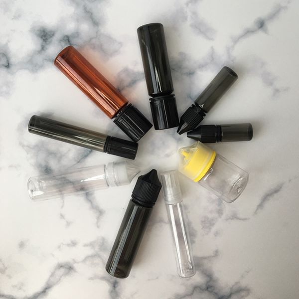 Childproof Transparent Round PET E Liquid Bottles with Screw Cap