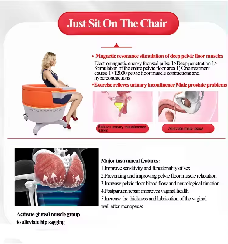 Non Invasive Trainer Pelvic Floor Muscle Machine Ems Chair Muscle Stimulator