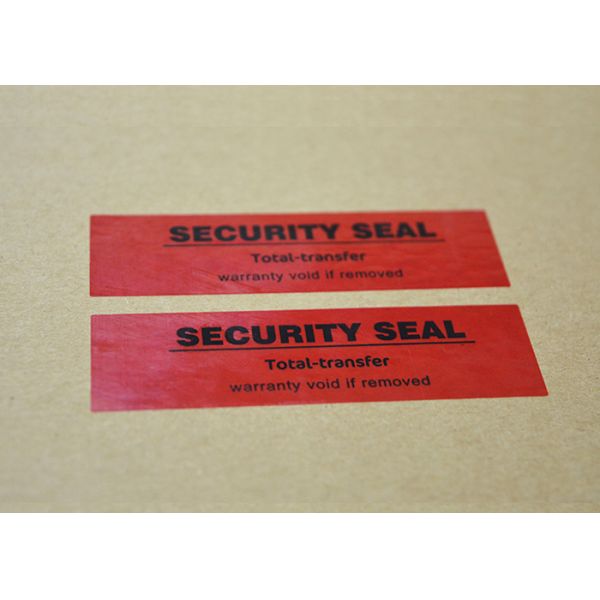 Total Transfer Tamper Evident Security Labels Red Clolor PET Film Material