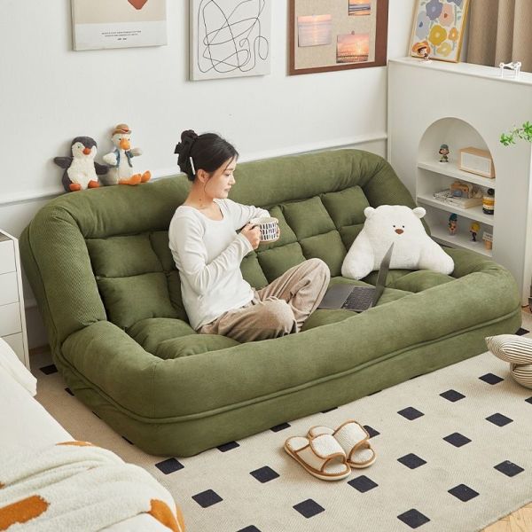 Apartment Lazy Sofa Lying Down Bed with Adjustable Backrest Double Loveseat Small Rental Room Seaters Human Dog