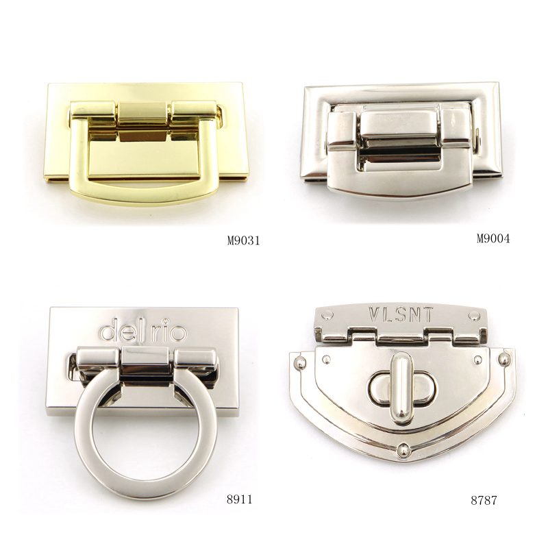 40mm Metal Bag Lock Nickel Plated Handbag Lock Hardware Rectangular