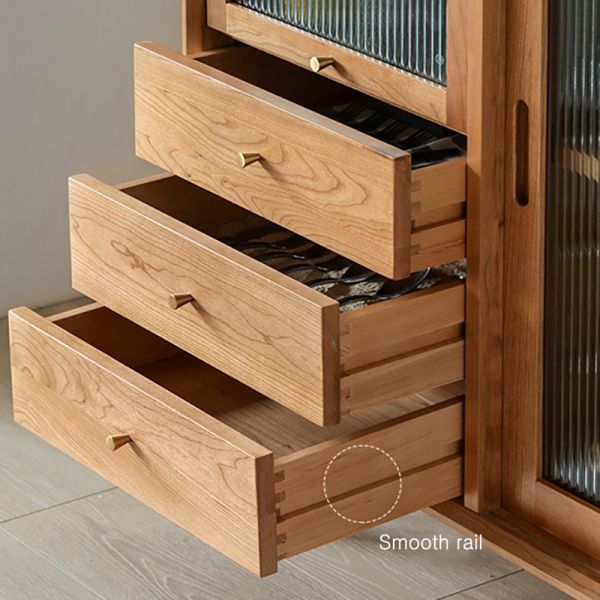 Buffet Kitchen Cabinet with Storage Cube, Solid Wood Side Cupboard Standing Drawer for