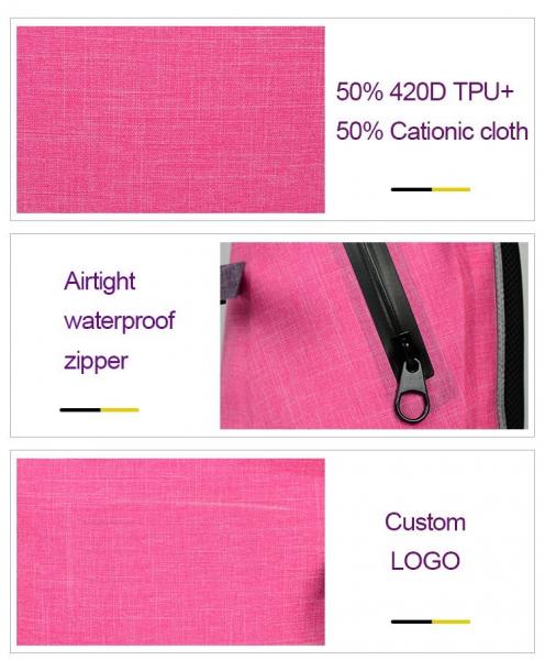 Pink Outdoor Dry Bag Backpack Portable Customized Logo 30.5cm*48cm*15cm