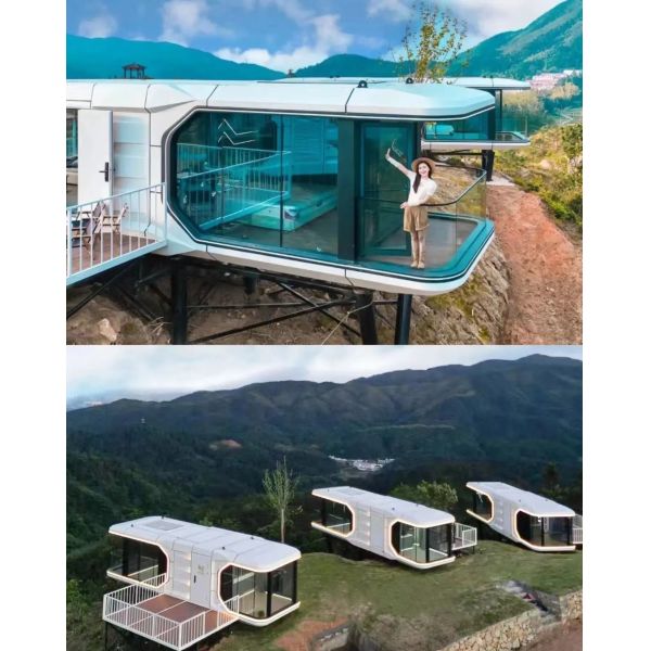 Modular Prefab Portable Container Tiny Home Luxury Space Capsule House with Aluminum