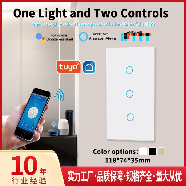 3gang Need Neutral Wire Control Smart Light Switch With App Control Voice Control Manuel Control Timing Set