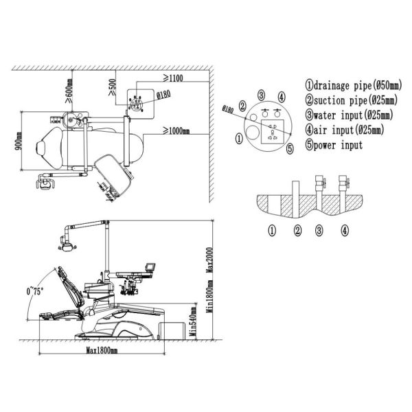 A1000 dental chair with CE, ISO certificates