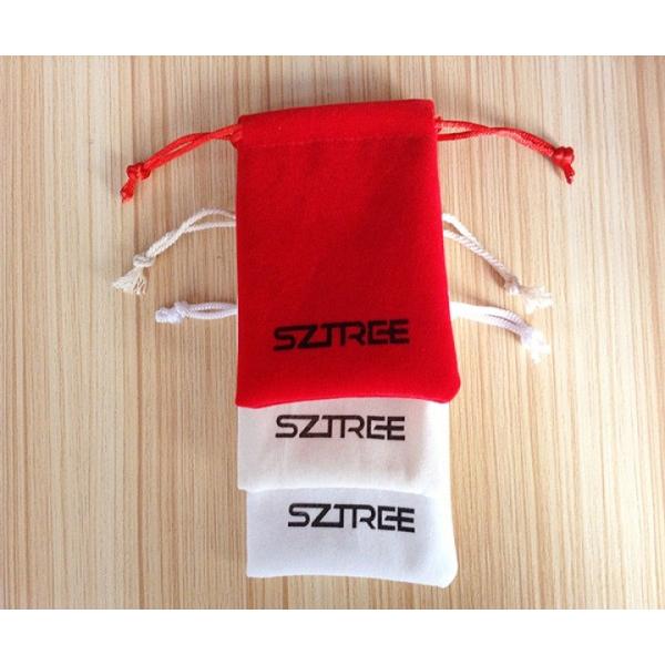 Custom Logo Printed Natural Velvet Drawstring Jewelry Pouch