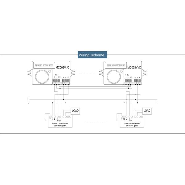 800W 220-240Vac Input 1-10V Cluster Control Motion Sensor With Plastic Housing