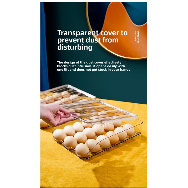 Wholesale Rectangular Transparent Anti-Drop Egg Rack Stackable Fresh-Keeper Storage Box for Household Refrigerator