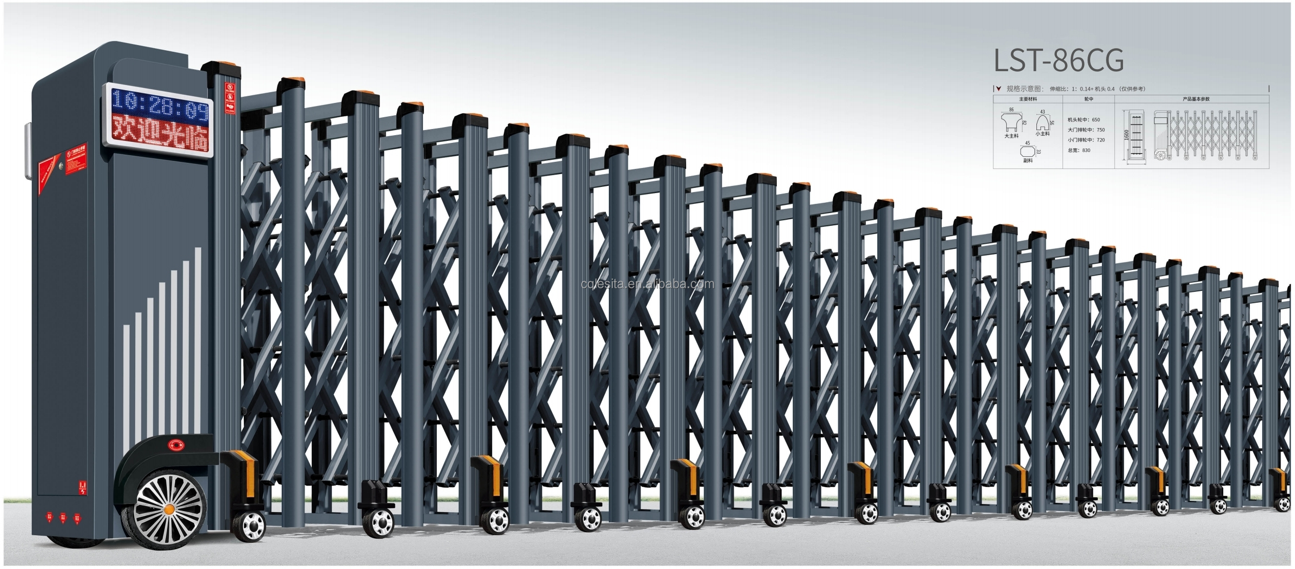 Electric Retractable Sliding Gate Custom Expandable Security Barrier Automatic Collapsible Aluminum Outdoor Apartment Entry