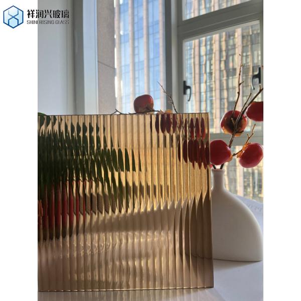 Flat 3mm Bronze Karatachi Patterned / Embossed Glass with Flat Edge Work Flat Polished
