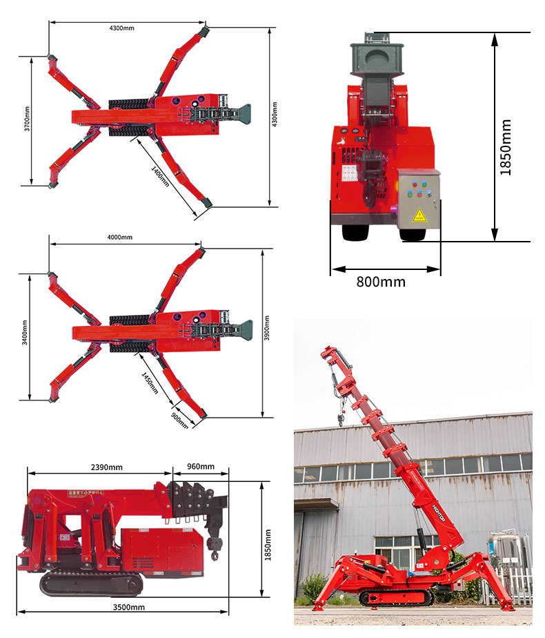 3 tons crawler spider crane