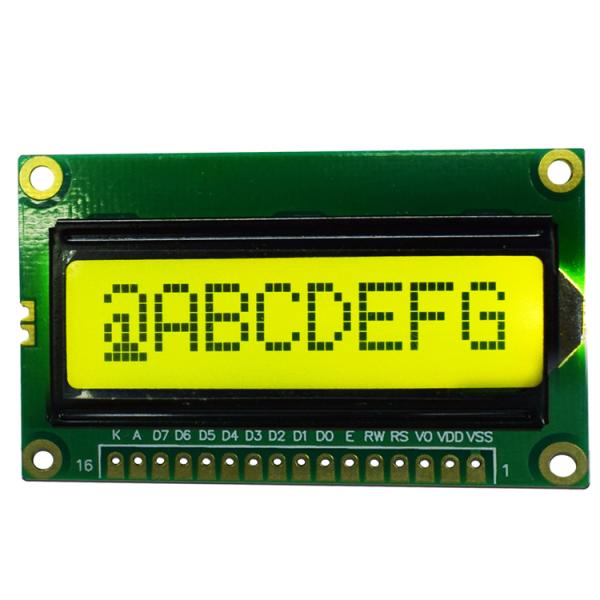 Dot Matrix Monochrome LCD Module 8*1 Character Type In Flat Rectangle Shape