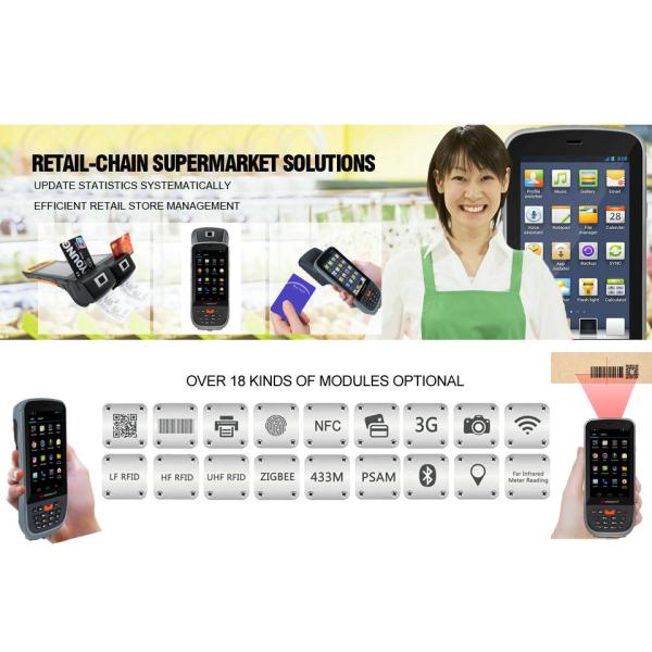 Android Handheld UHF RFID Reader Fingerprint Module 4.5'' Touch Screen