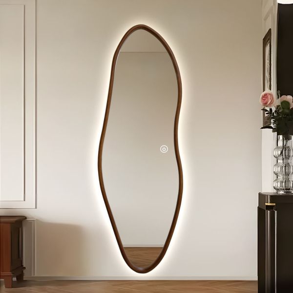 Front Lighted And Backlit Wall Mounted Round Silver Bathroom Mirror With Touch Screen