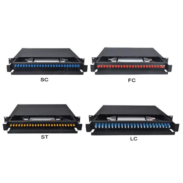 1U 19inch Full Loaded Slide Drawer Rack Mount Patch Panel in CRS Cold Rolled Steel for Fiber Optic Management