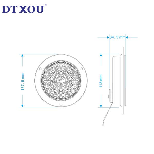 12 V Round Led Tail/rear Position Stop Reverse Dynamic Static Dc 10-30v Trailer Lamp Lights