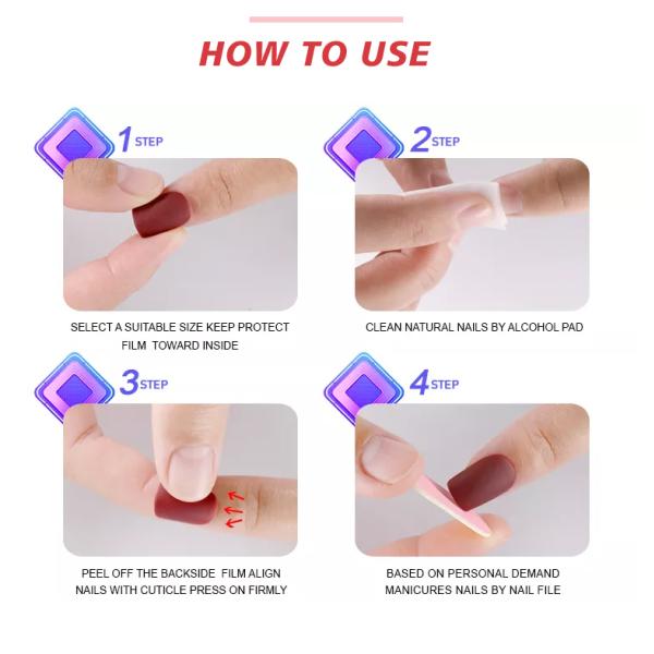 24pcs/box Removable Press On Nails High Quality False Nails Artificial Fingernail For Wholesale
